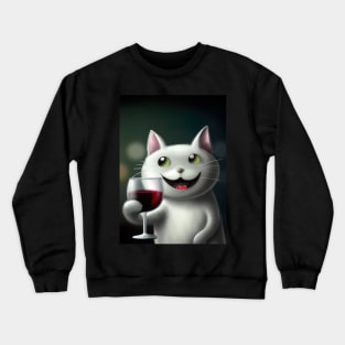 Cat with Wine Crewneck Sweatshirt